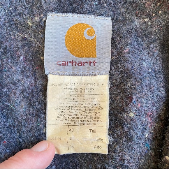 Vintage Carhartt Men's Blanket Lined Tan Chore Jacket, 48 Tall - Picture 6 of 7
